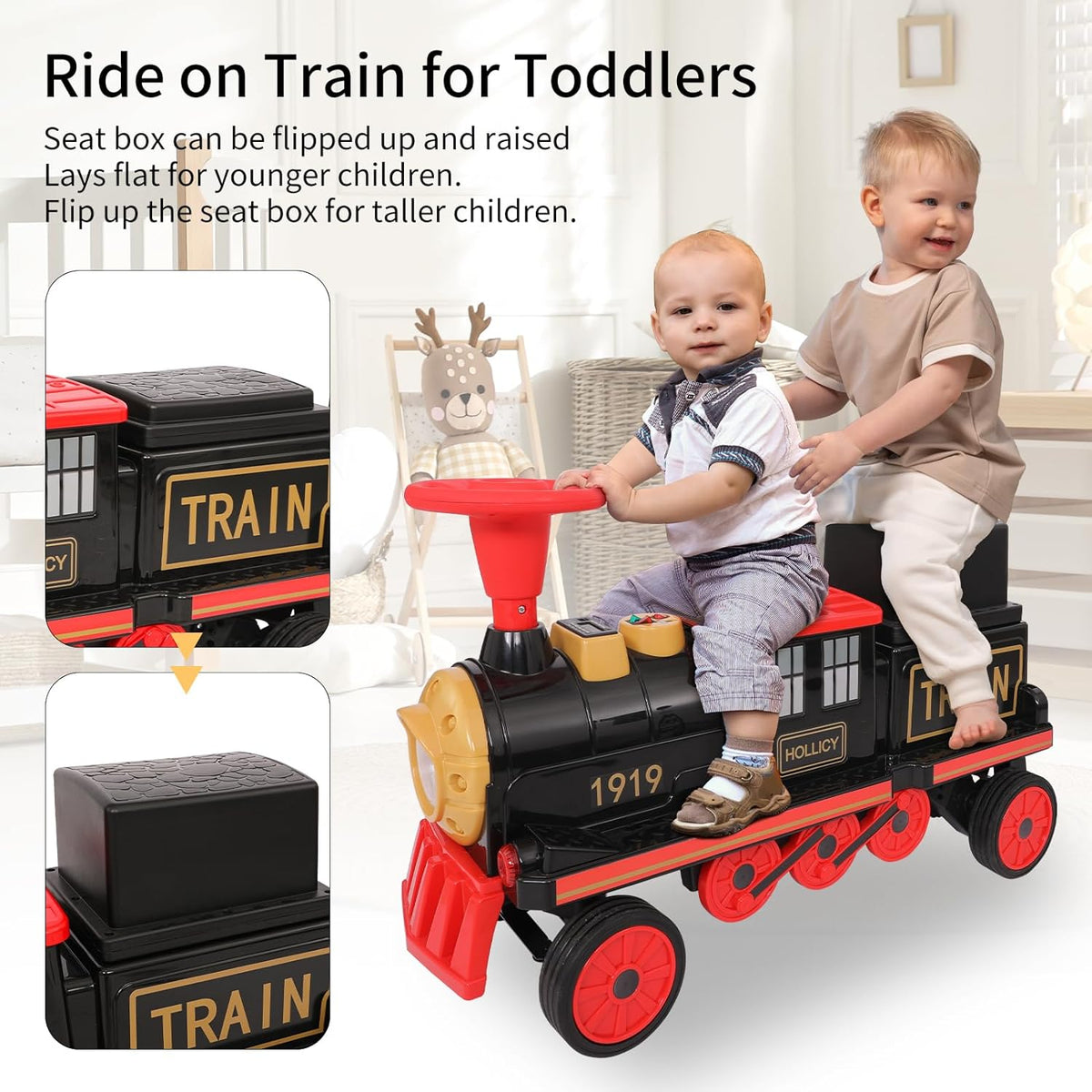 Less Train Tracks Arlopu Ride On Train, 12V Baterry Powered Electric Track-Less Train w/