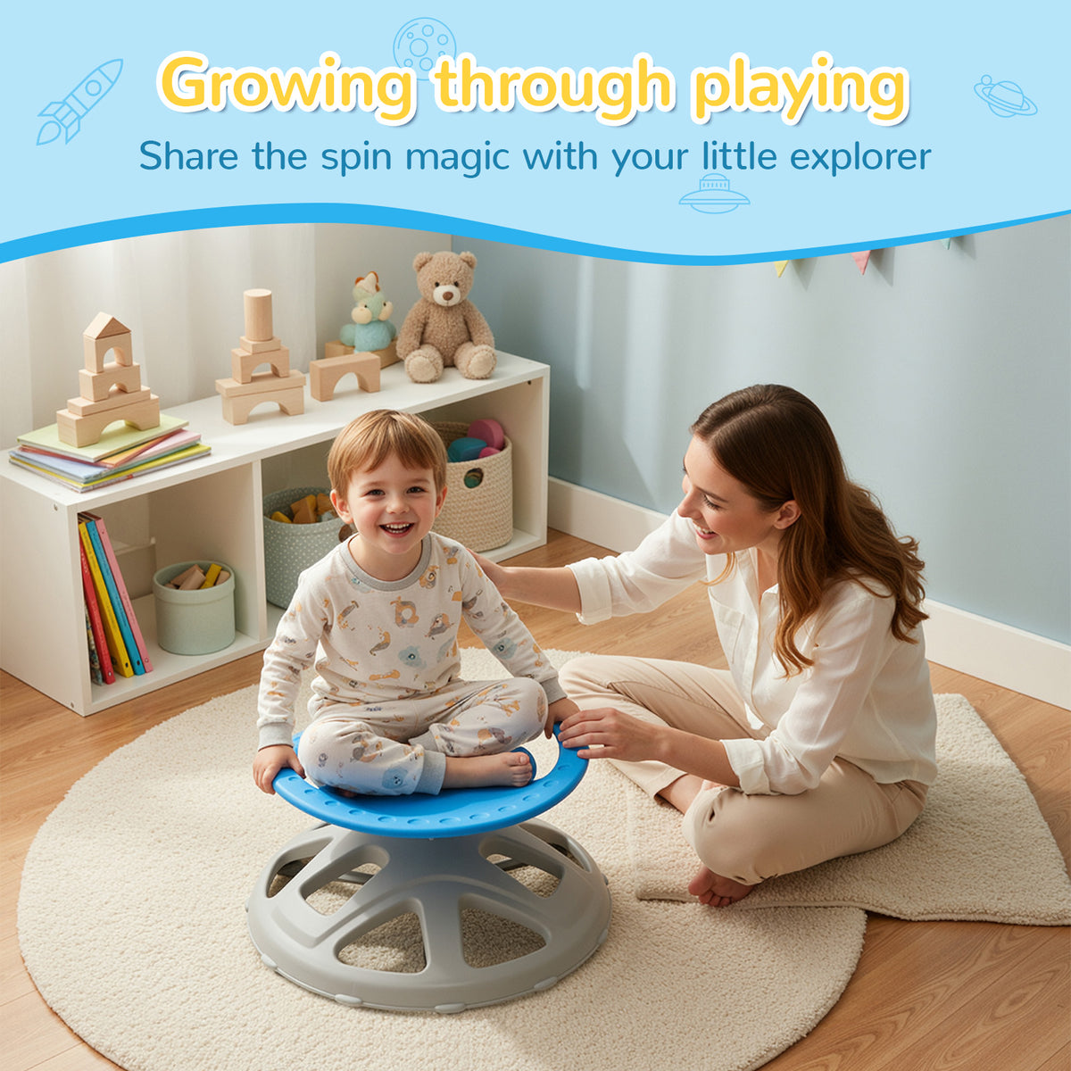Arlopu Kids Sensory Spinning Chair, Sensory Swivel Chair for Autistic & ADHD Children for Body Coordination