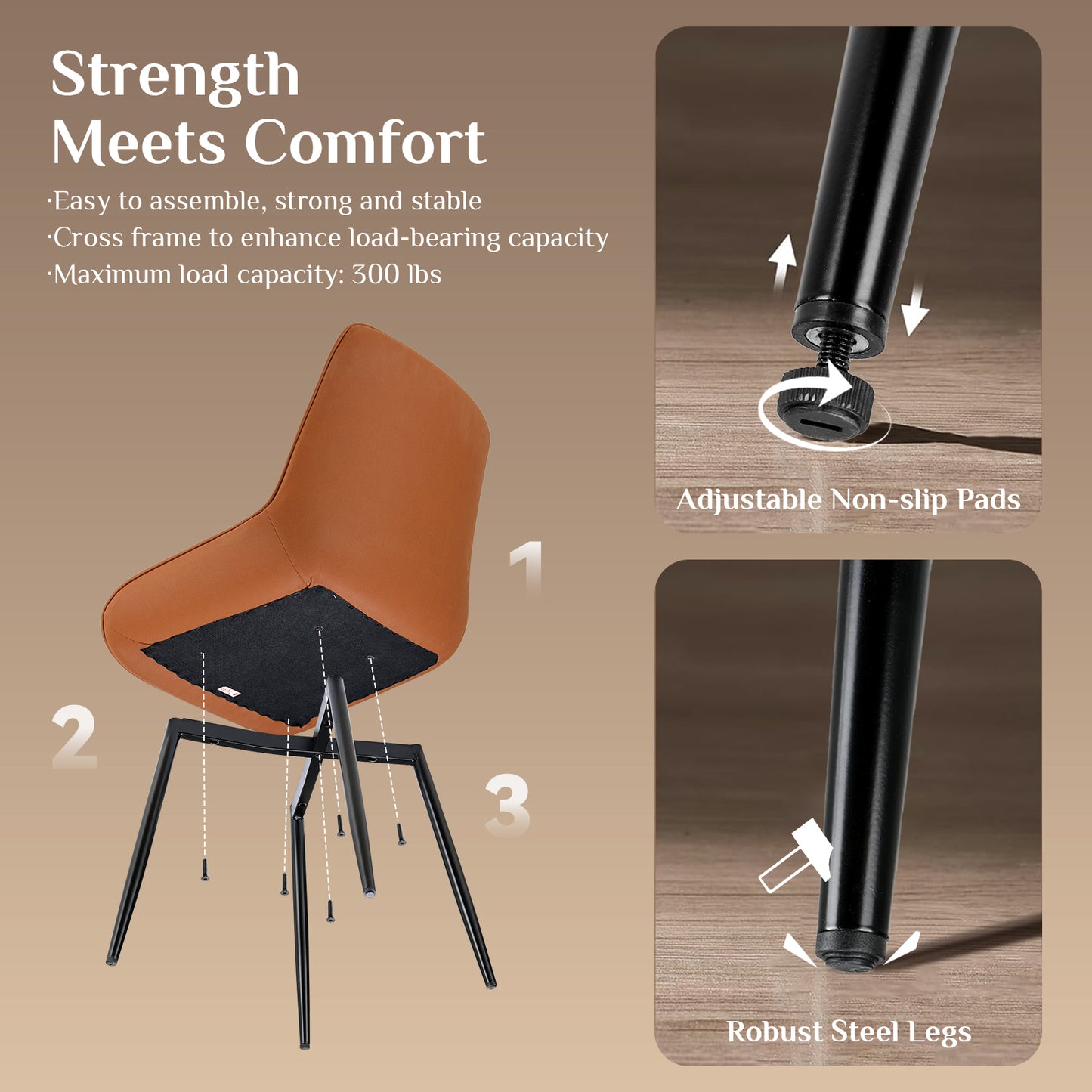 Arlopu Upholstered Dining Chairs Set of 4, Suede Faux Leather, Modern Kitchen Chairs for Dining Room/Living Room