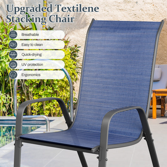 Arlopu 7 Piece Outdoor Patio Dining Set, Rectangular Tempered Glass Table with Umbrella Hole, 6 Person Patio Table and Chairs furniture for Backyard