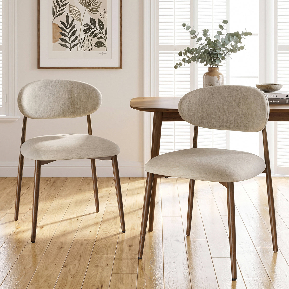 Arlopu Dining Chairs Set of 2/4/6, Upholstered Kitchen Chairs with Metal Legs, Camel