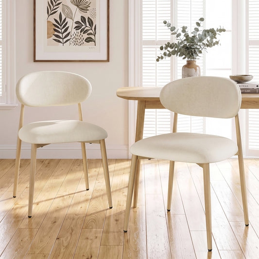 Arlopu Dining Chairs Set of 2/4/6, Upholstered Kitchen Chairs with Metal Legs, Camel