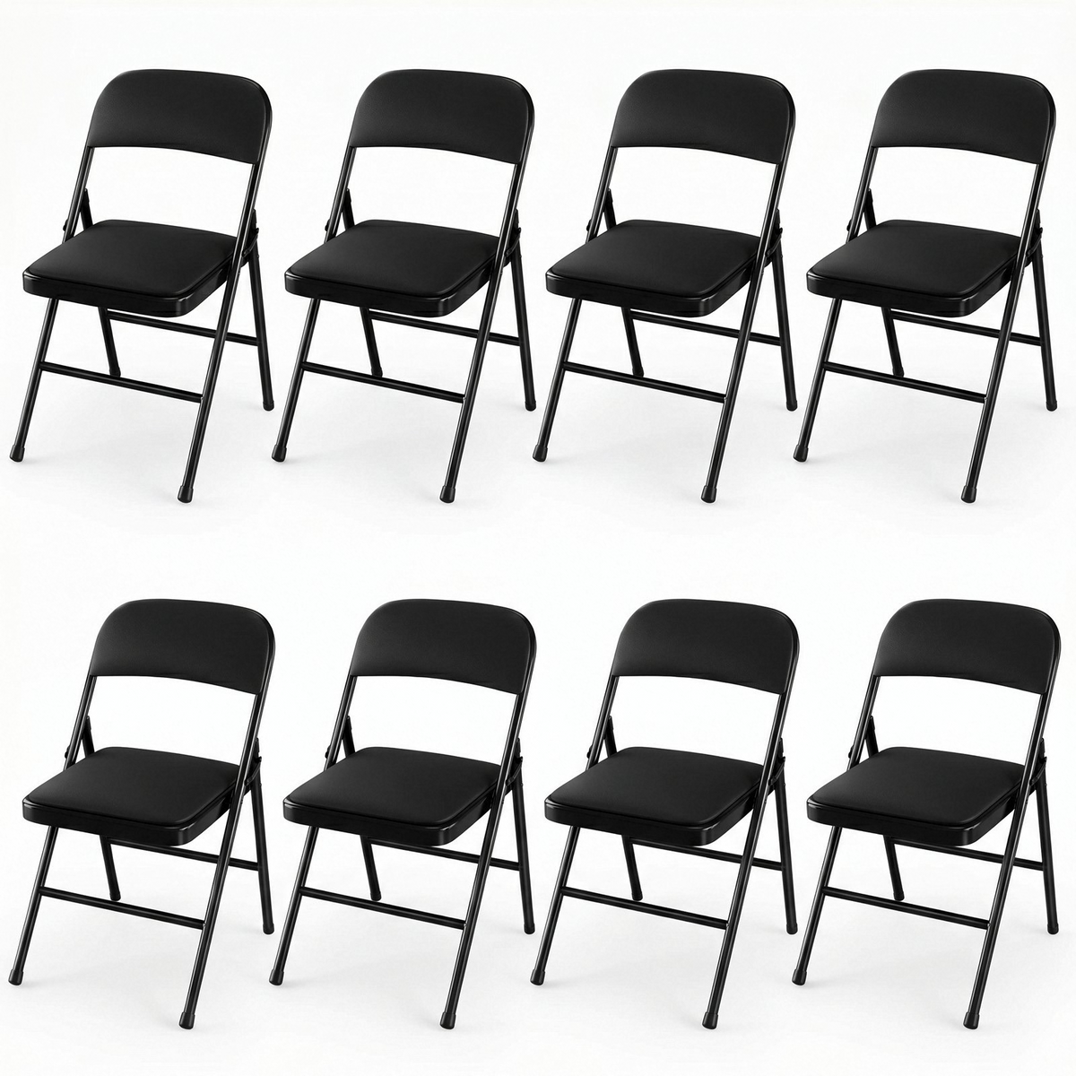Arlopu 4/6/8/10/12 Pack Folding Chairs, Convenient Leather Padded Folding Chairs