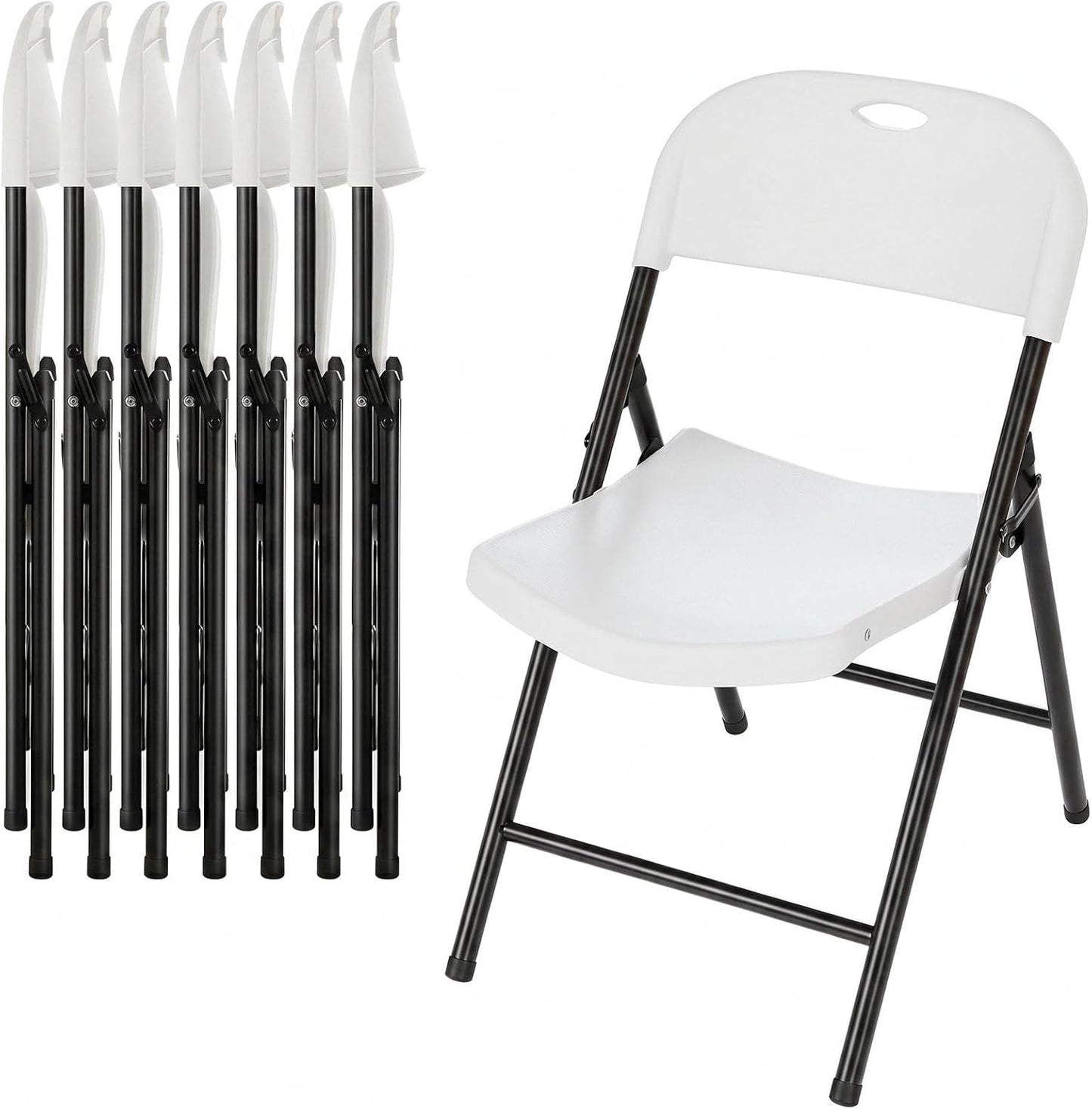 Arlopu 4/6/8/10/12/16/20 Pack Commercial Plastic Folding Chairs Stackable Wedding Party Chairs Portable Chairs for Outdoor Indoor, 350 lbs Capacity
