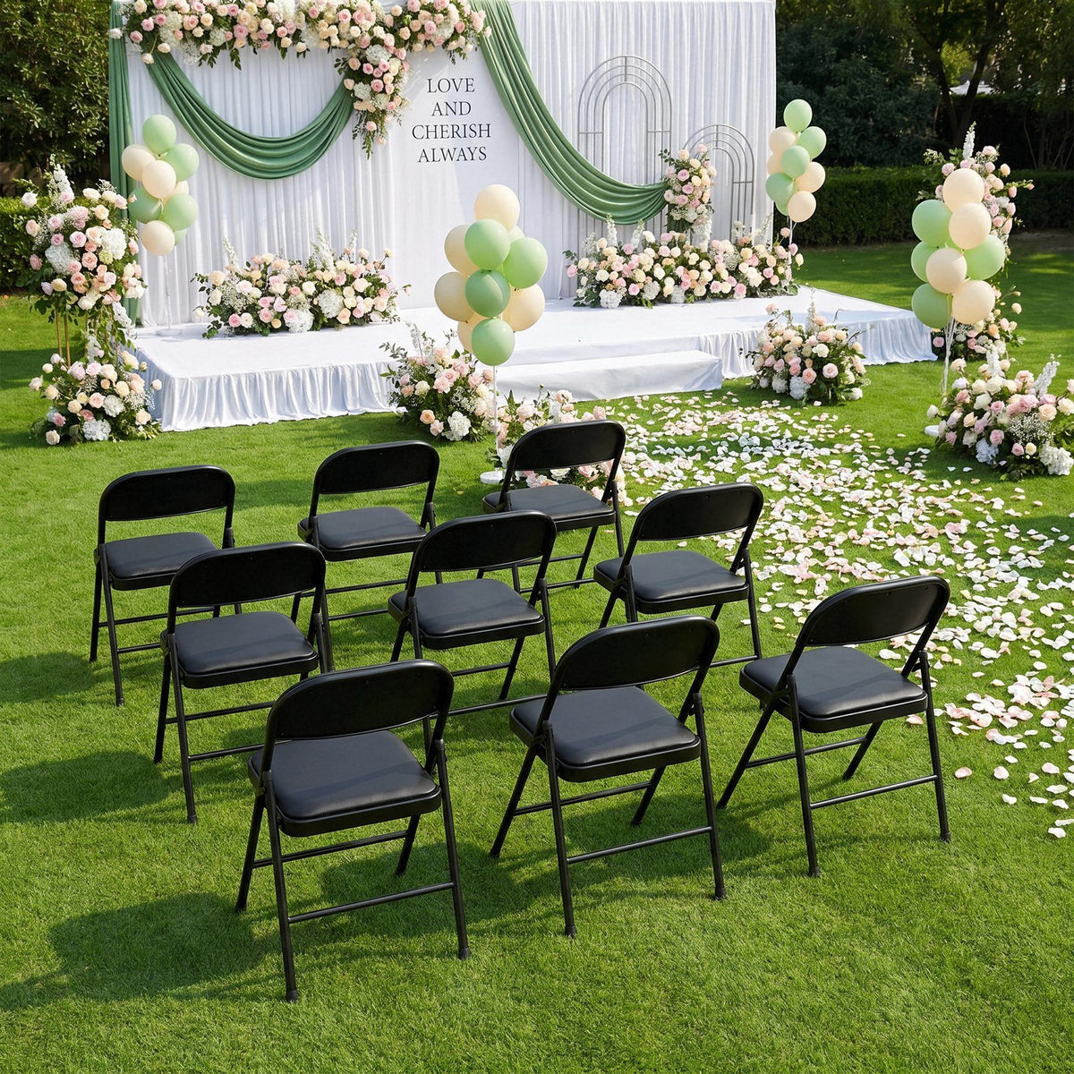 Arlopu 4/6/8/10/12 Pack Folding Chairs, Convenient Leather Padded Folding Chairs