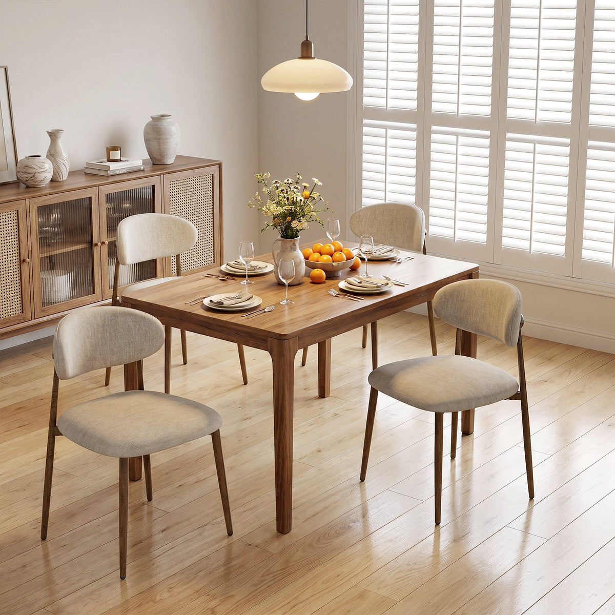 Arlopu Dining Chairs Set of 2/4/6, Upholstered Kitchen Chairs with Metal Legs, Camel