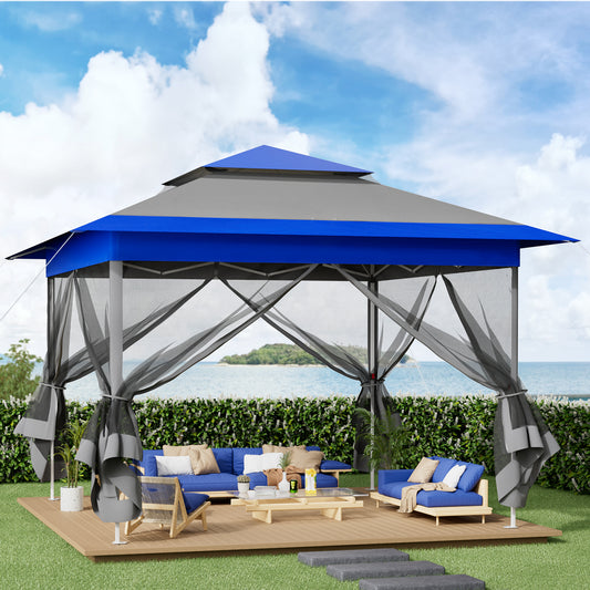 Arlopu 13' x 13' Pop up Gazebo Tent Outdoor Instant Canopy Tent Easy Set-up Folding Shelter with Netting