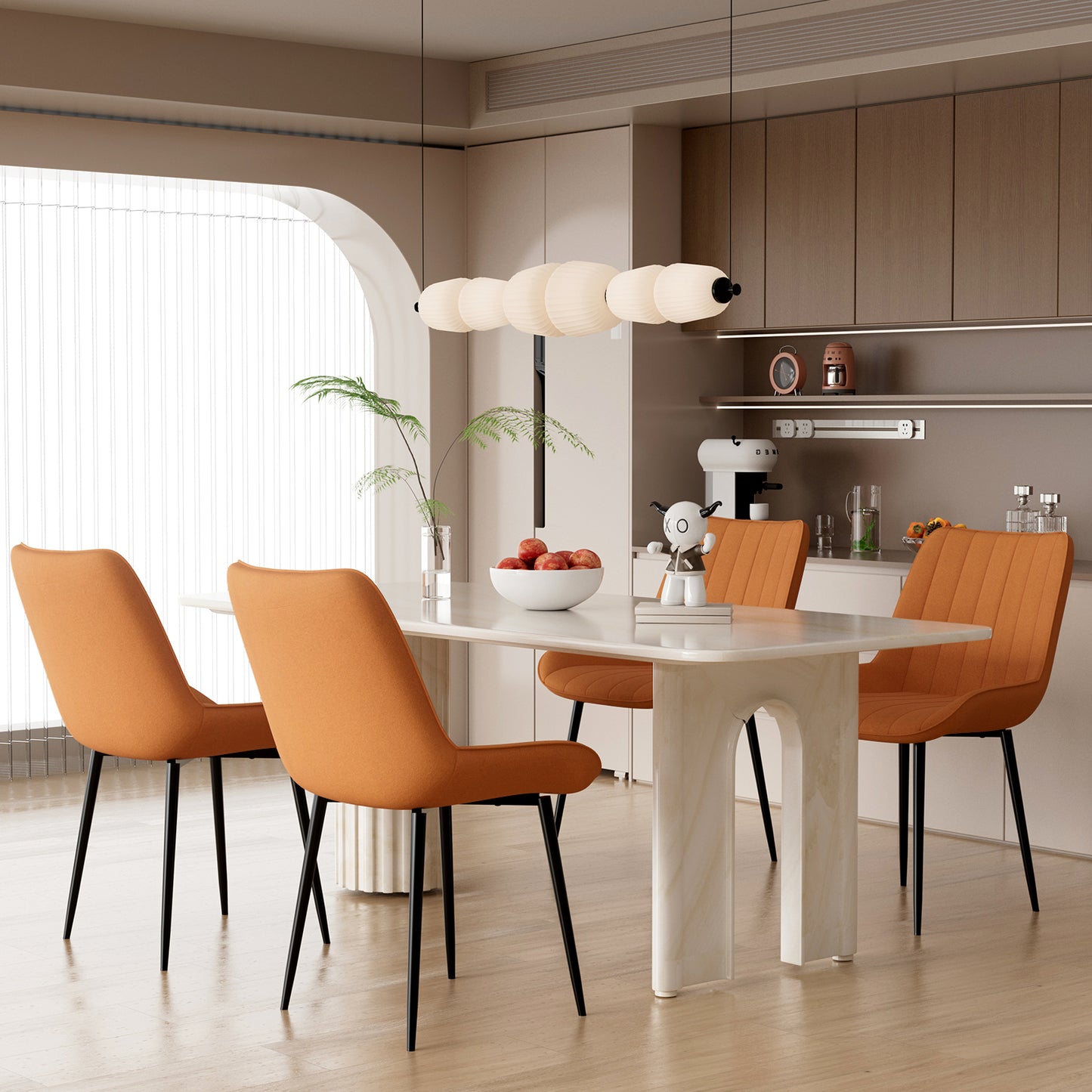 Arlopu Upholstered Dining Chairs Set of 4, Suede Faux Leather, Modern Kitchen Chairs for Dining Room/Living Room