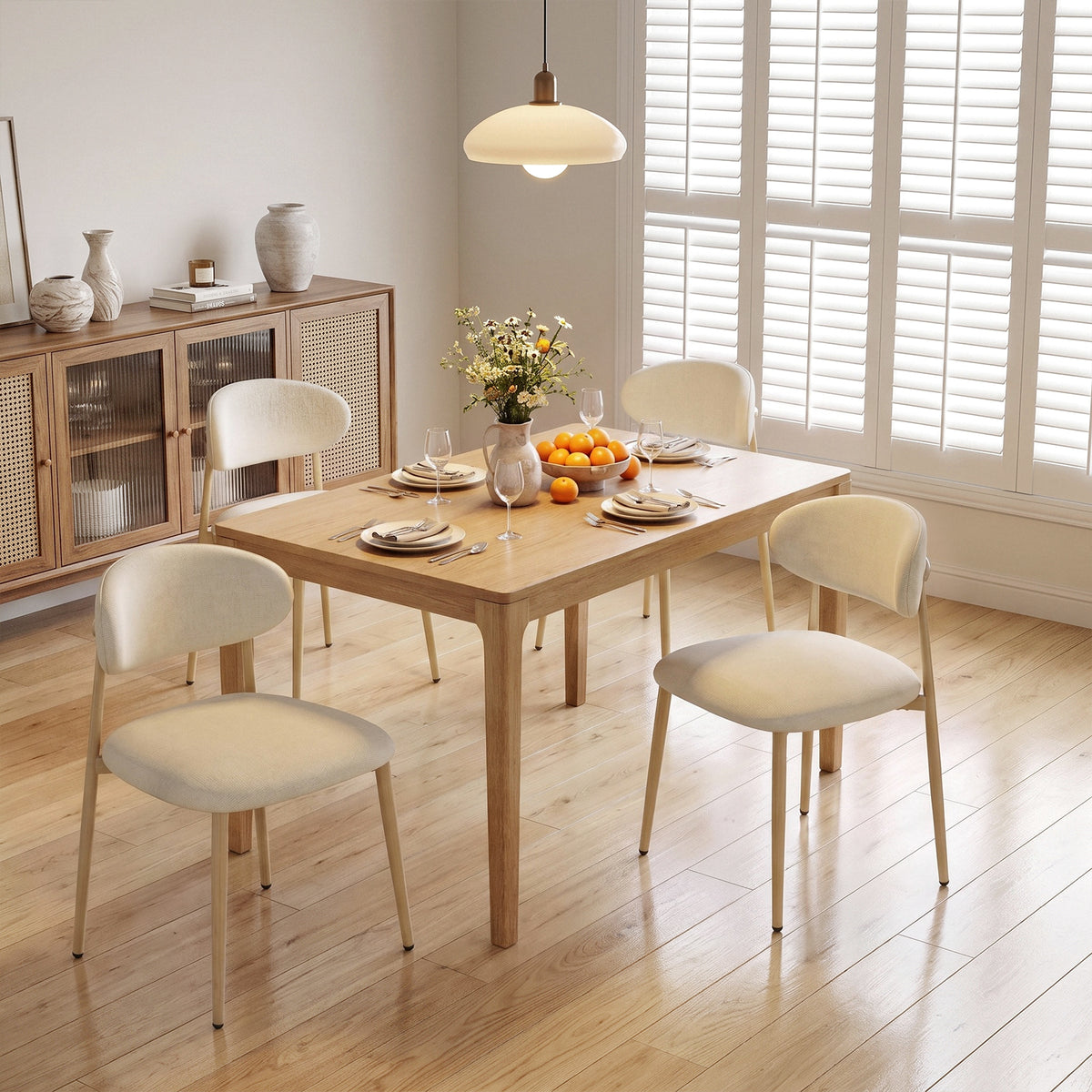 Arlopu Dining Chairs Set of 2/4/6, Upholstered Kitchen Chairs with Metal Legs, Camel
