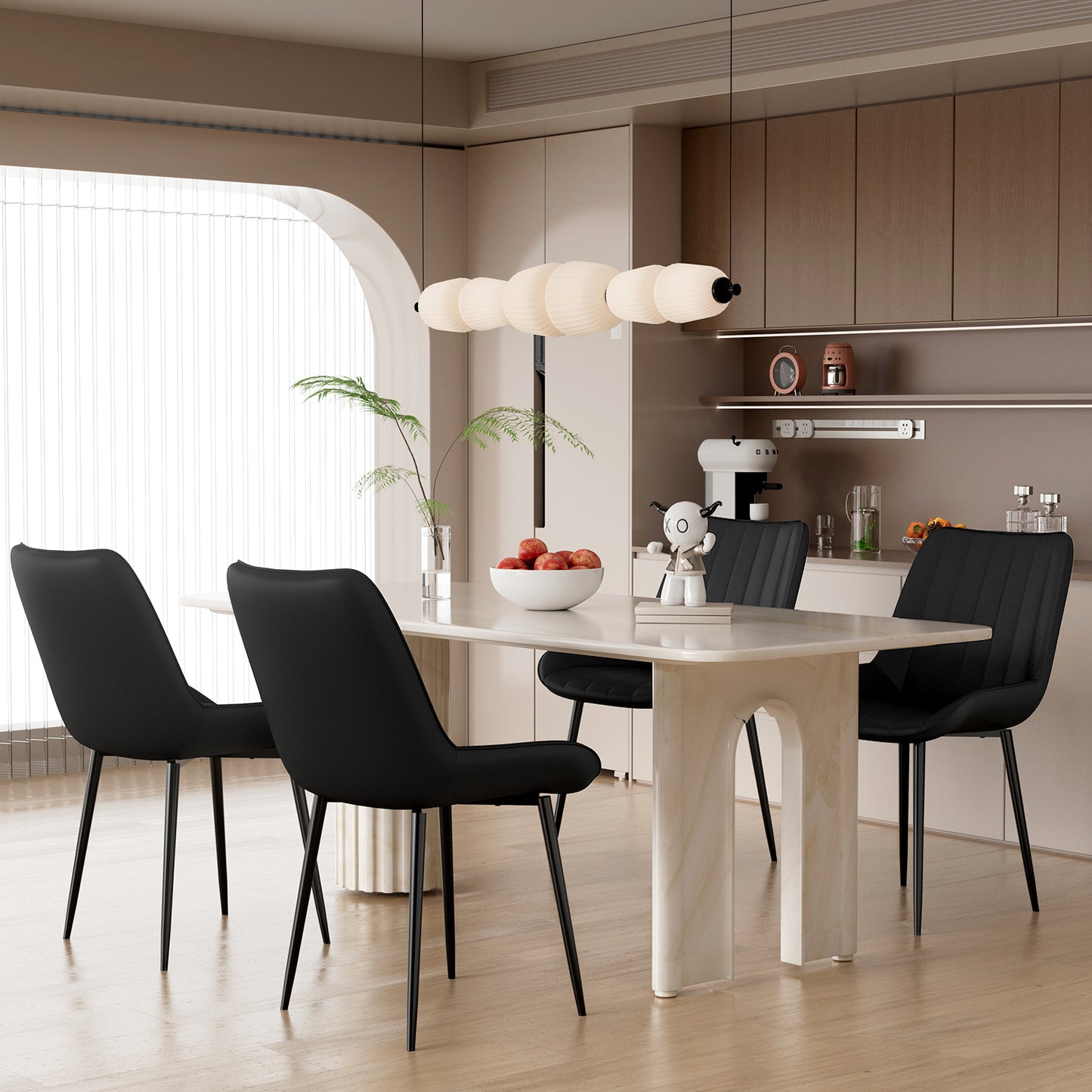 Arlopu Upholstered Dining Chairs Set of 2, PU Leather, Modern Dining Chairs with Thick Cushions & Metal Legs for Kitchen/Living Room