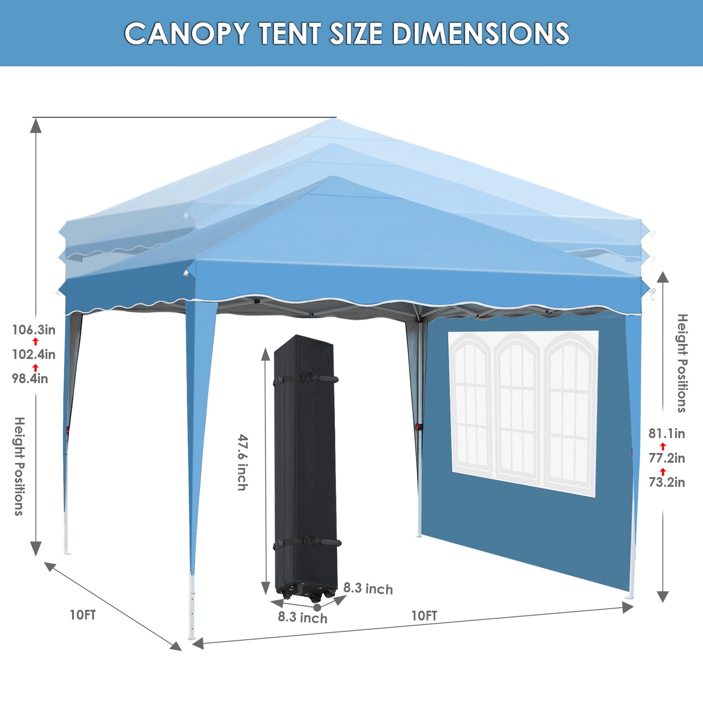 Arlopu 10x10FT Pop Up Canopy Tent with 4 Sidewalls, Commercial -Series Instant Canopy Tent, Outdoor Portable Gazebo with Wheeled Bag, Party Canopies Event Tent for Wedding/Patio/Camping