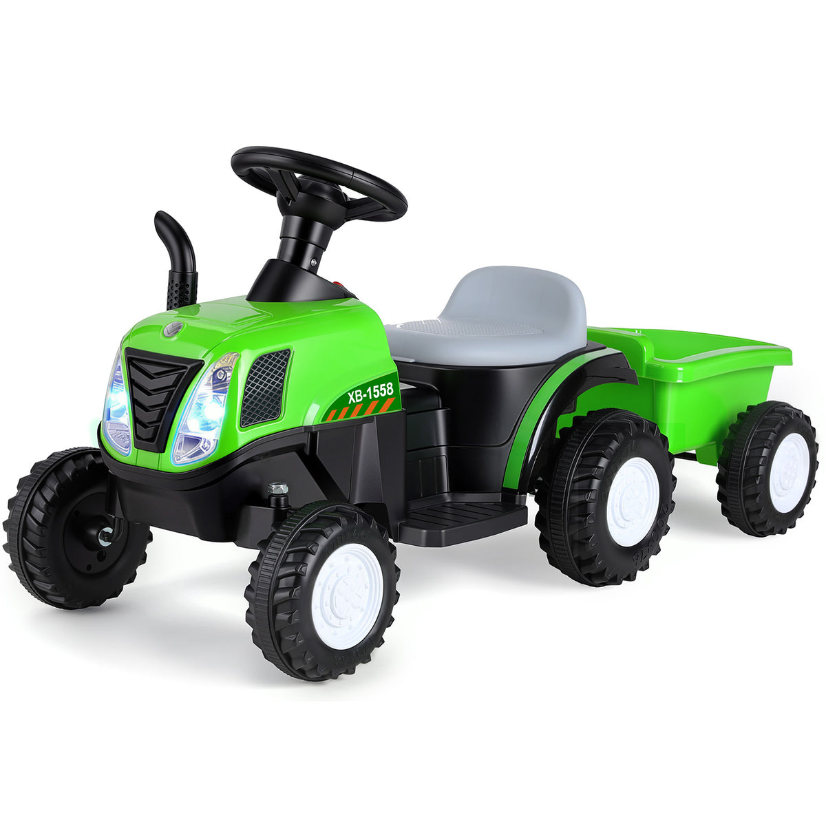 Arlopu 6V Kids Ride on Tractor Car, Electric Car with Detachable Trailer & Anti-skid Wheels, Pink