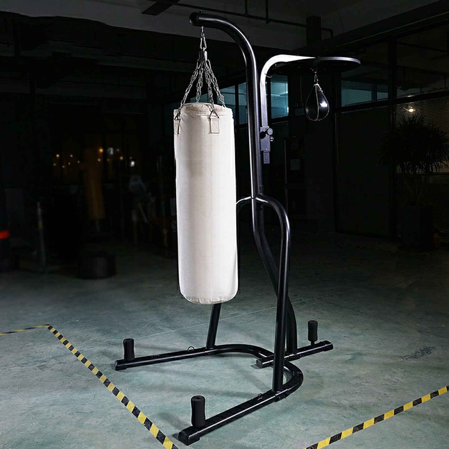 Arlopu Heavy Boxing Bag and Speed Bag Stand, Steel Punching Stand for Heavy Bag, Height Adjustable Dual Station Boxing Training Equipment with 3 Plate Pegs, 100lbs