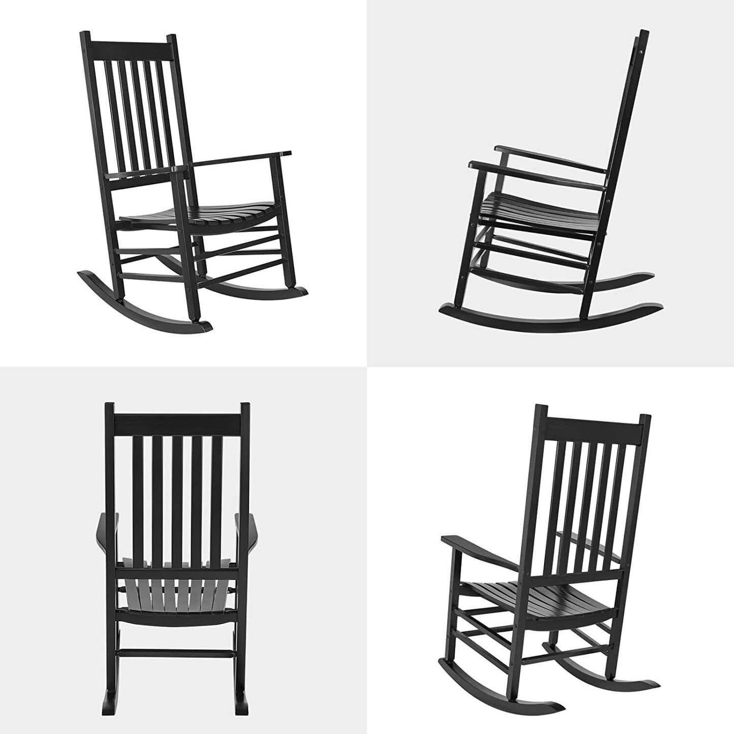 Arlopu Classic Patio Porch Wooden Rocking Chairs, 350 lbs, Weather Resistant - 2pcs