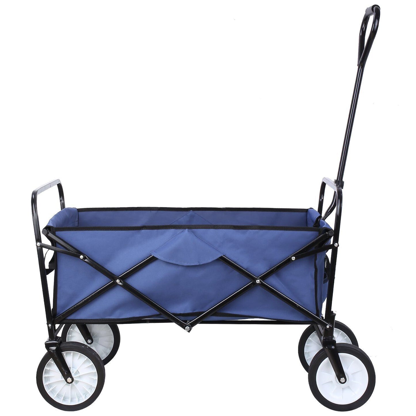 Arlopu Collapsible Utility Wagon Cart, Folding Grocery Cart Outdoor Camping Cart, 150 lbs, 262L (Navy Blue)