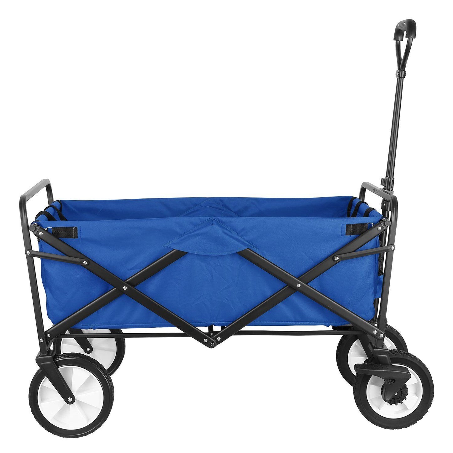 Arlopu Collapsible Wagon Cart, Folding Utility Beach Wagon Outdoor Grocery Shopping Cart, Blue