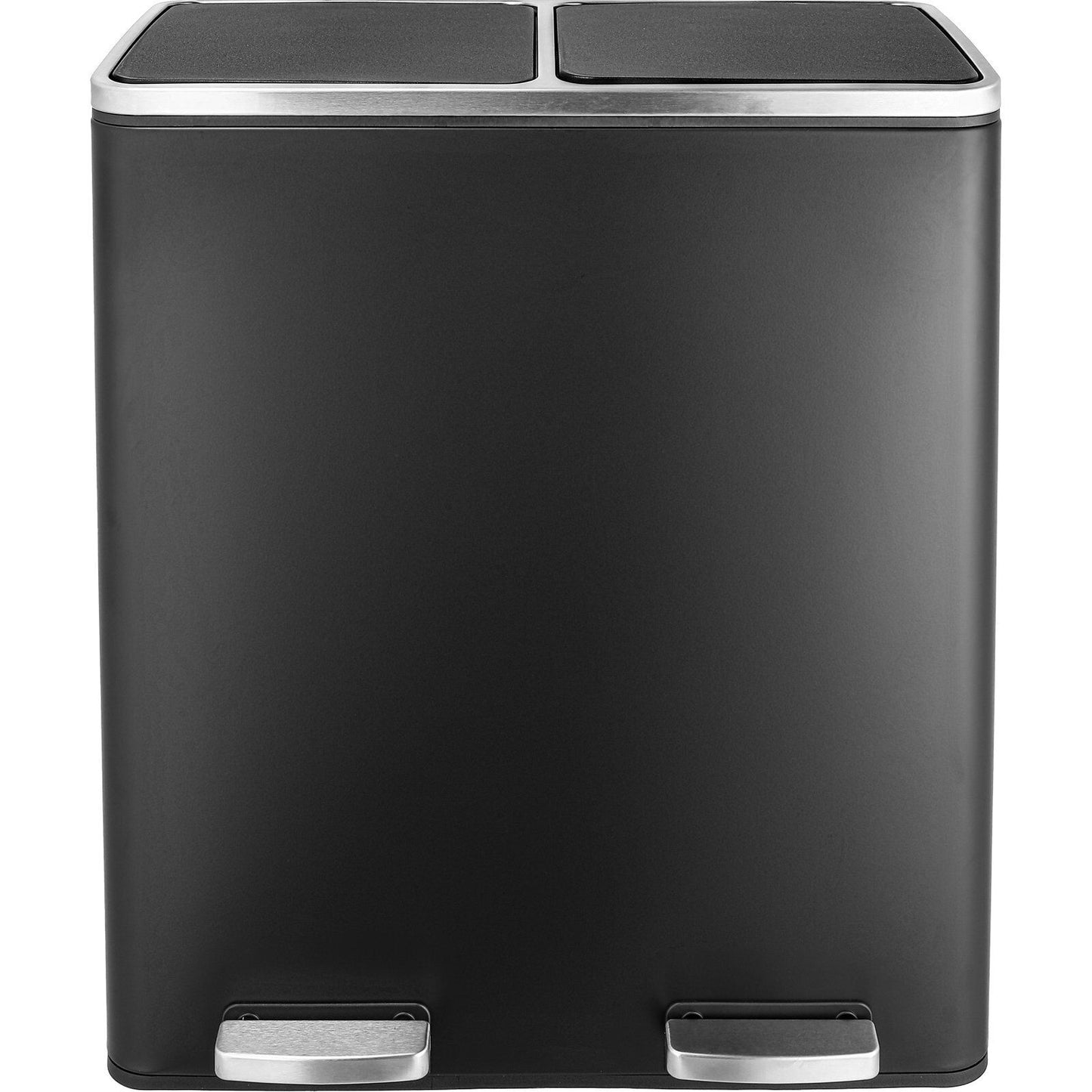 Arlopu 60L / 16 gal Dual Trash Can, Stainless Steel Kitchen Garbage Rubbish Bin with Soft Close Lid