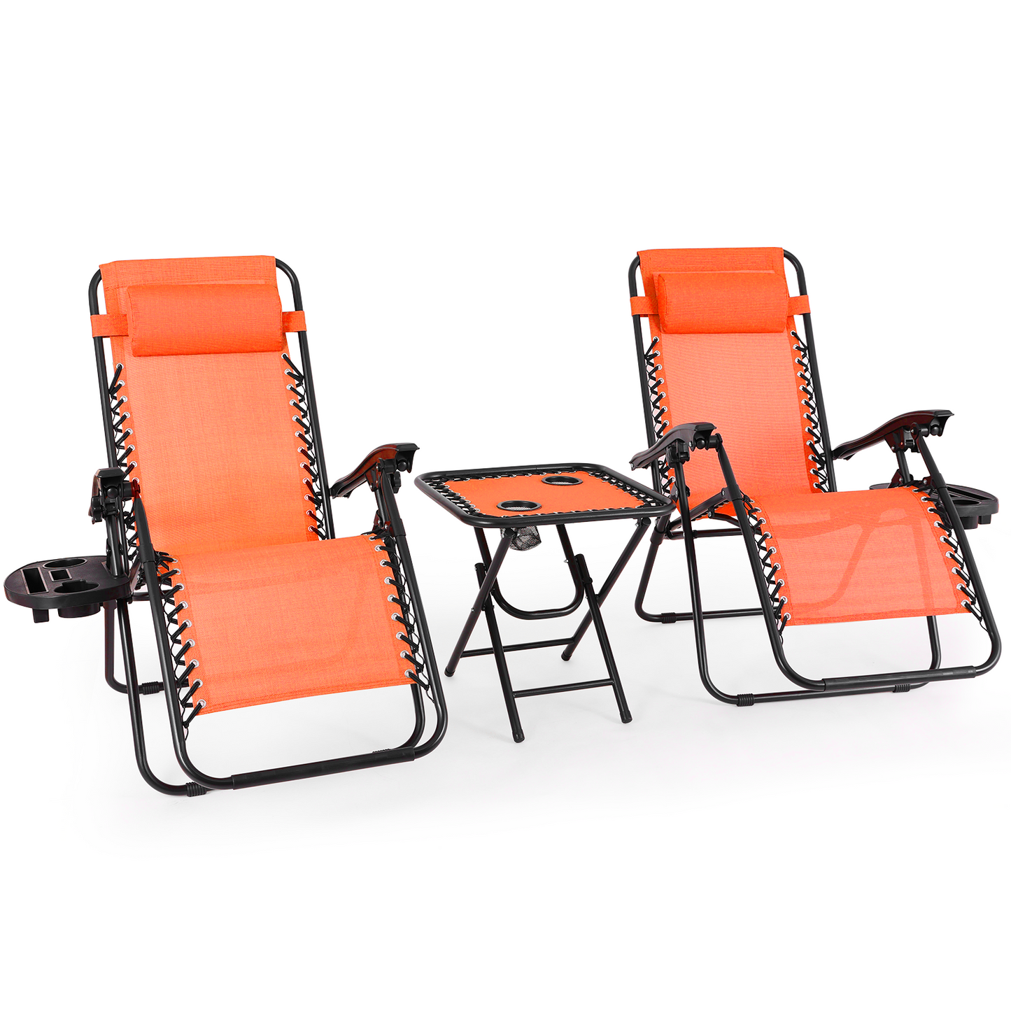 Arlopu 3pcs Zero Gravity Chairs Set, Outdoor Patio Lounge Chairs Folding Recliners for Poolside, Yard, Beach, 330lbs