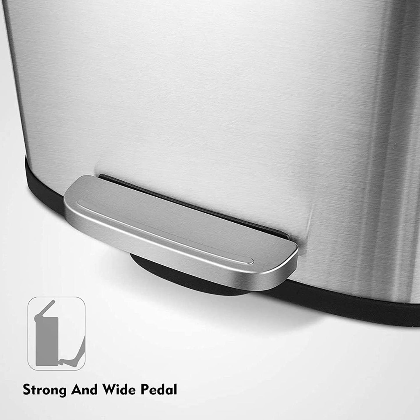 Arlopu 8 Gallon Stainless Steel Trash Can with Lid,  Rectangular Kitchen Garbage Can, Silver