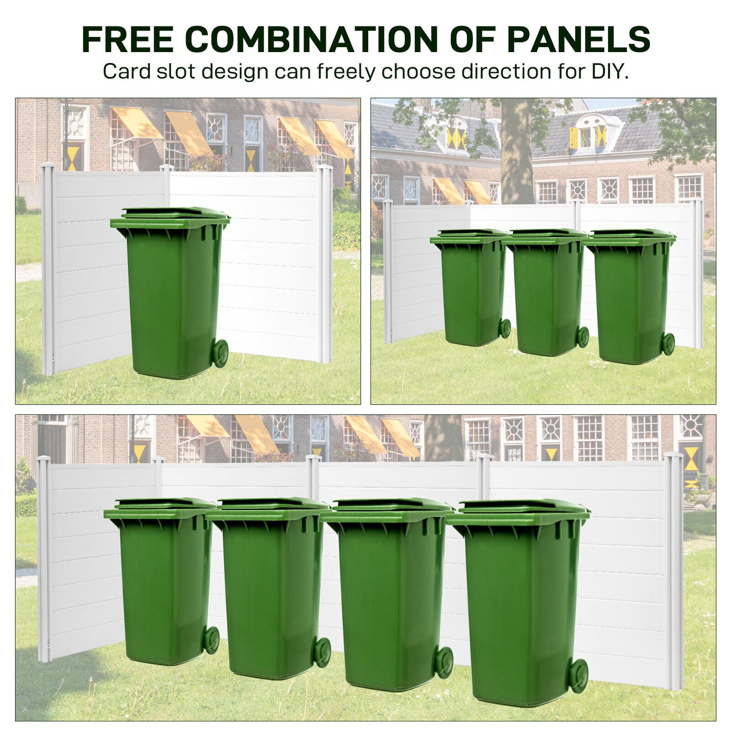 Arlopu PVC Privacy Fence Screen, 48'' x 47.2'' Outdoor Privacy Screen Enclosure for Garbage Can and Air Conditioner, 2-Panels