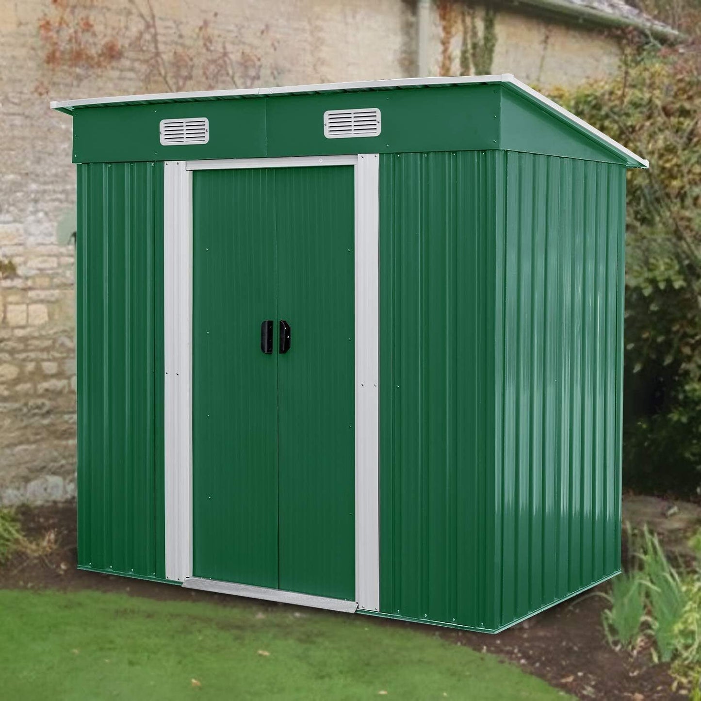 Arlopu 6' x 3.5' Outdoor Metal Storage Shed with Lockable Door, Tool Storage Shed for Backyard, Patio, Lawn