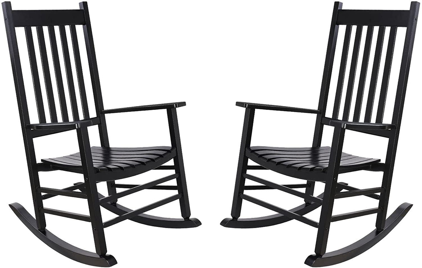 Arlopu Classic Patio Porch Wooden Rocking Chairs, 350 lbs, Weather Resistant - 2pcs