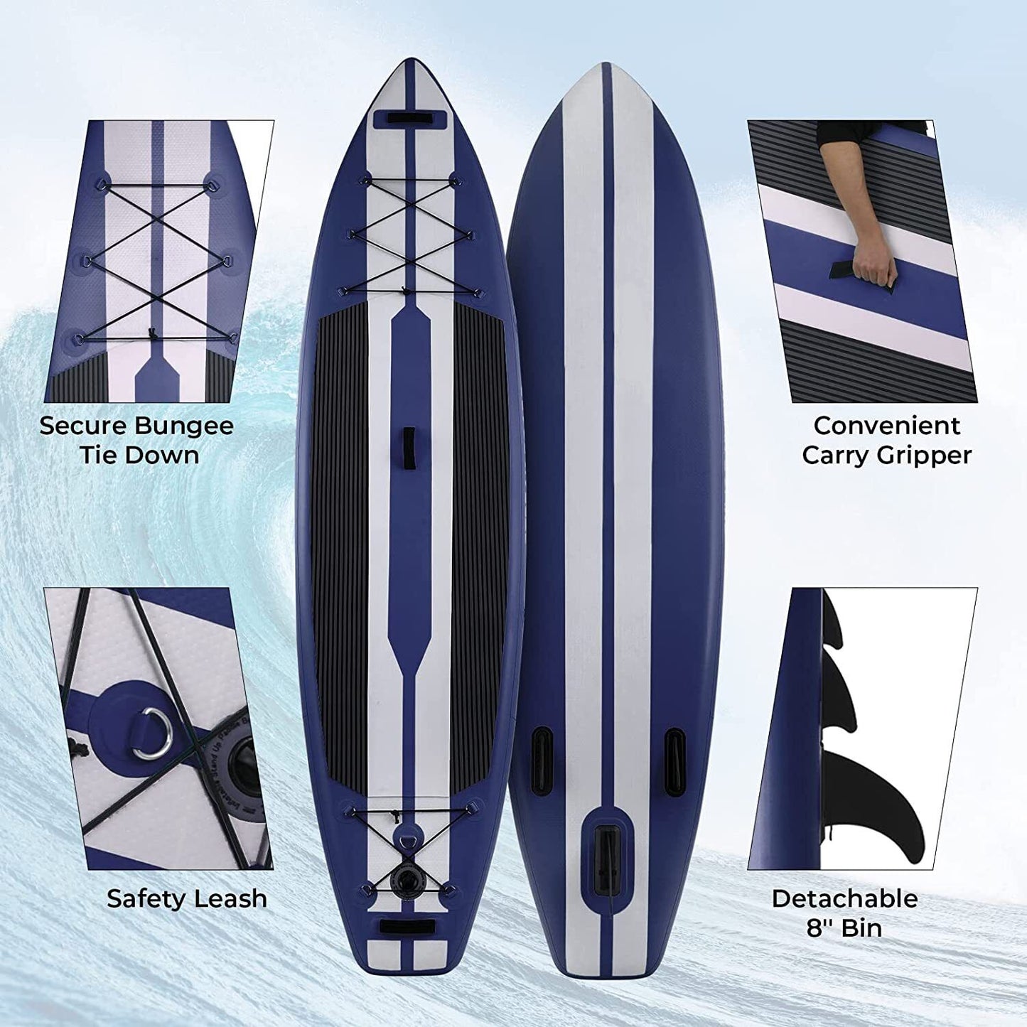 Arlopu 11FT Inflatable Stand Up Paddle Board Non-Slip SUP Surfboard with Complete Kit