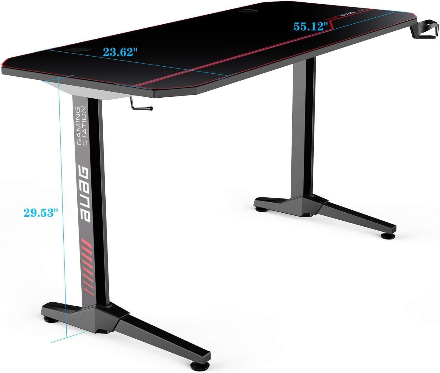 Arlopu 55in Racing Style Gaming Desk, T-Shaped Gaming Computer Table Home Office Workstation with Mouse Pad, Cup Holder & Headphone Hook