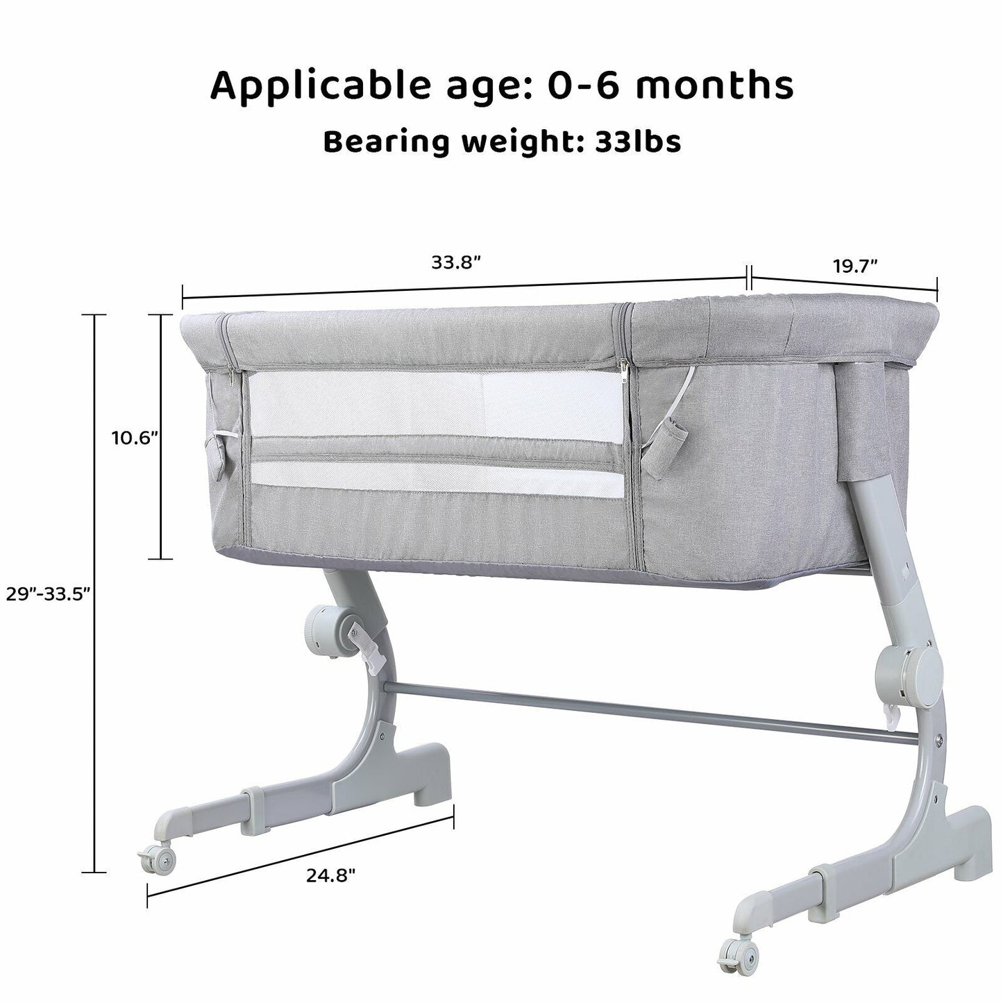 Arlopu Baby Bassinet, Bedside Sleeper for Baby, Bed to Bed, Portable Bedside Crib for Newborn, Adjustable Height