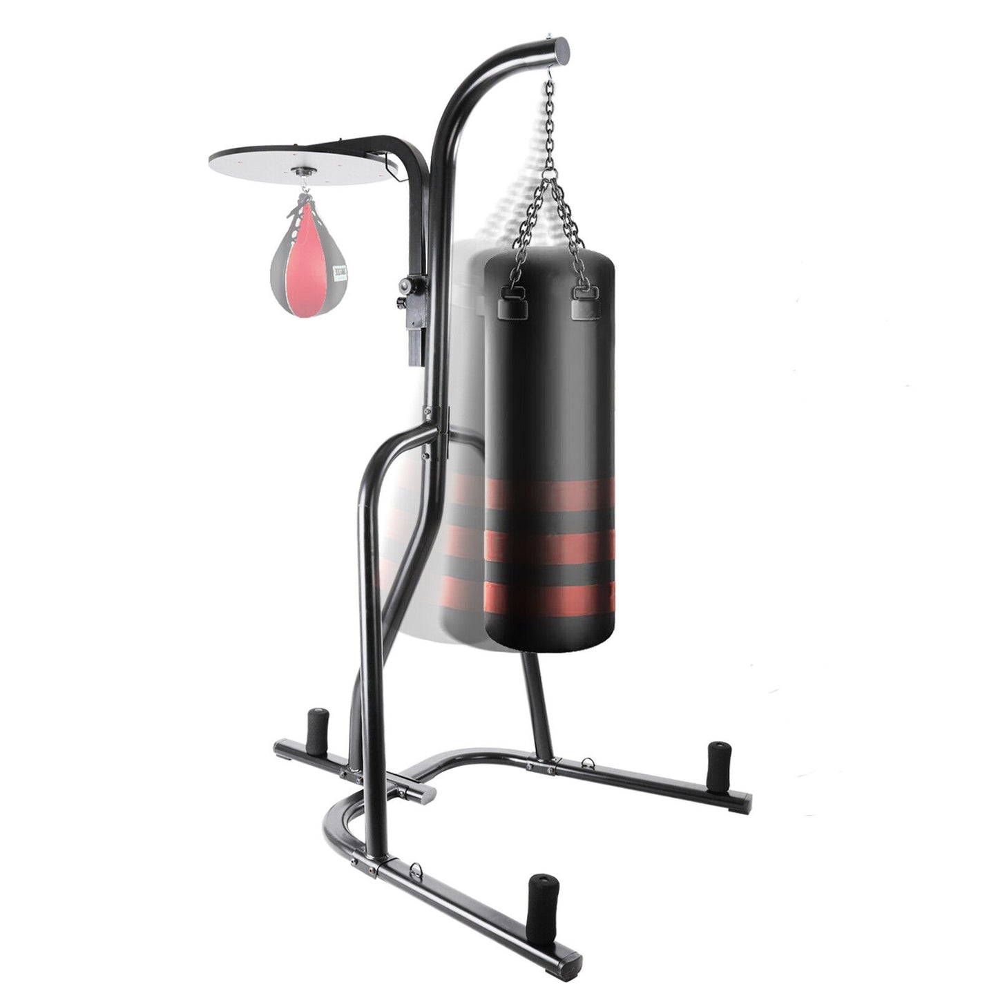 Arlopu Heavy Boxing Bag and Speed Bag Stand, Steel Punching Stand for Heavy Bag, Height Adjustable Dual Station Boxing Training Equipment with 3 Plate Pegs, 100lbs