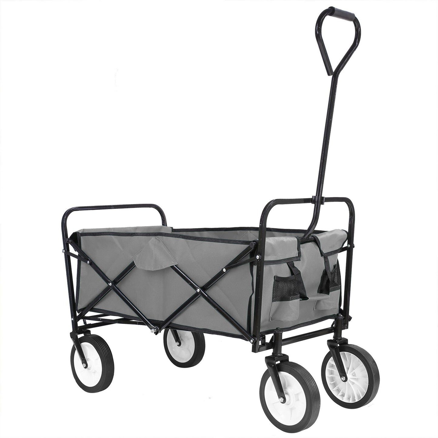 Arlopu Collapsible Outdoor Utility Wagon, Folding Wagon Carts, Heavy Duty Shopping Cart Garden Cart