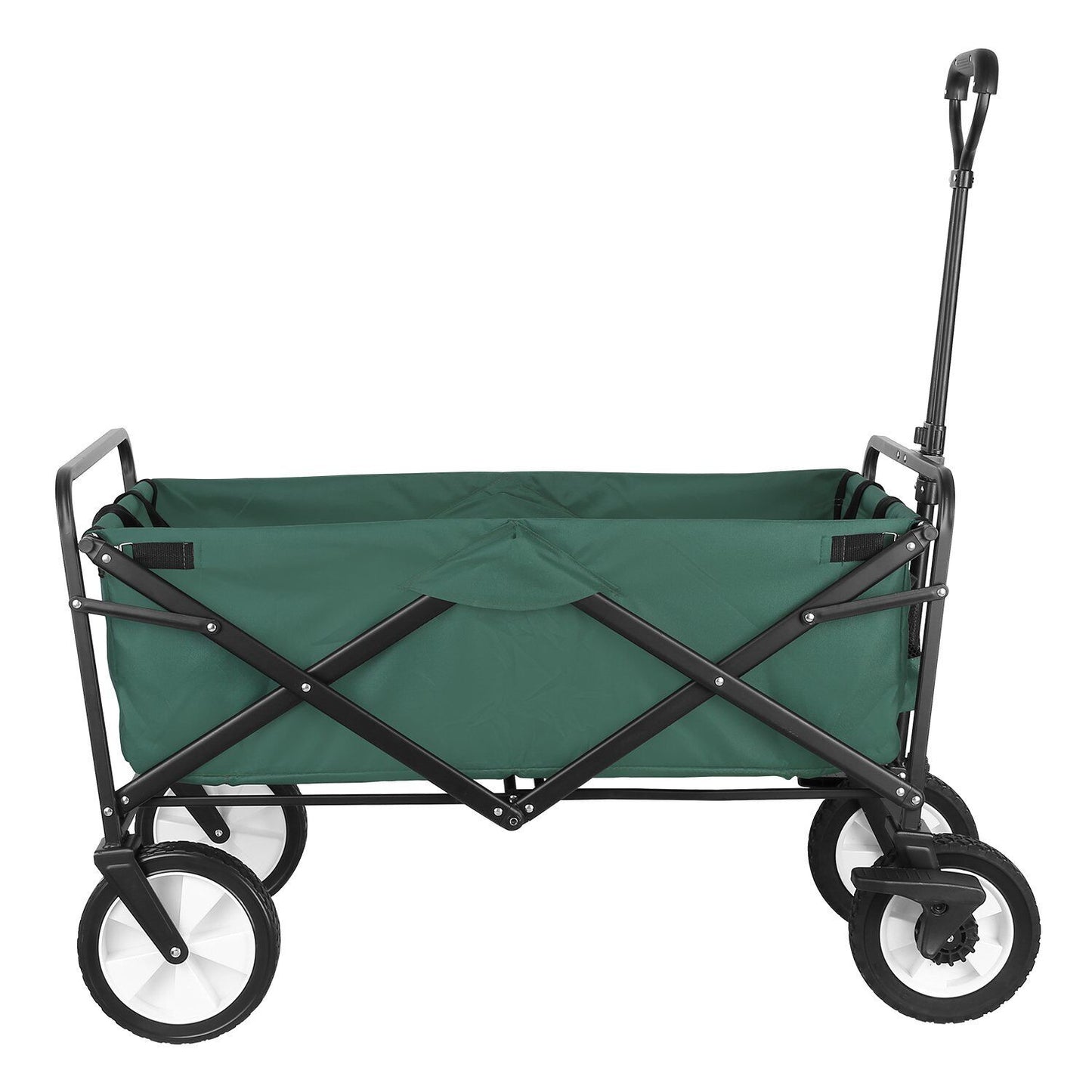 Arlopu Collapsible Wagon Garden Cart, Folding Utility Beach Wagon, Outdoor Grocery Cart with Brake Wheels, Wagon Cart for Camping, Shopping, Picnic, Sports, Adjustable Handle