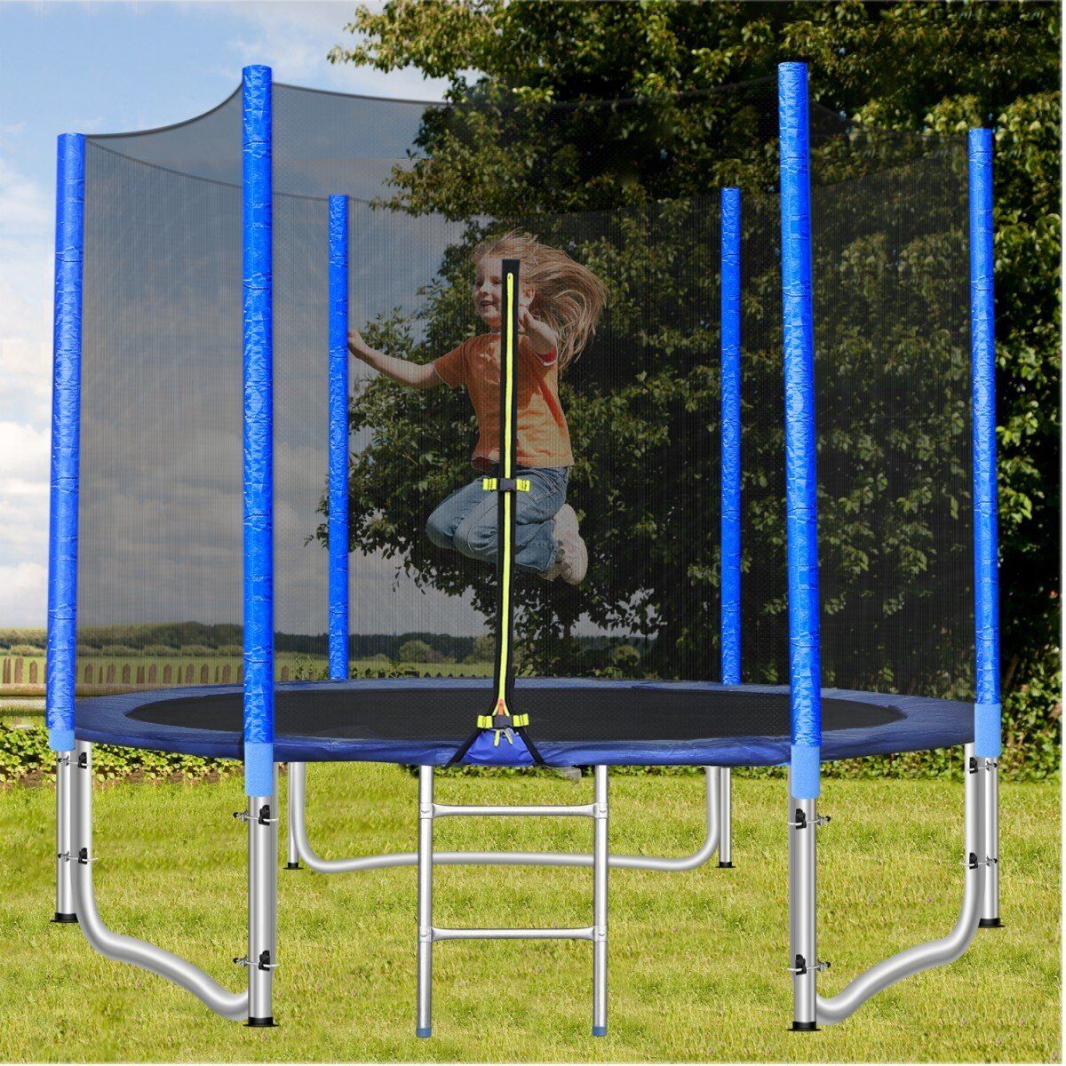 Arlopu 8FT Trampoline with Safety Enclosure for Kids and Adults, Outdoor Garden Recreational Trampolines, Jumping Mat