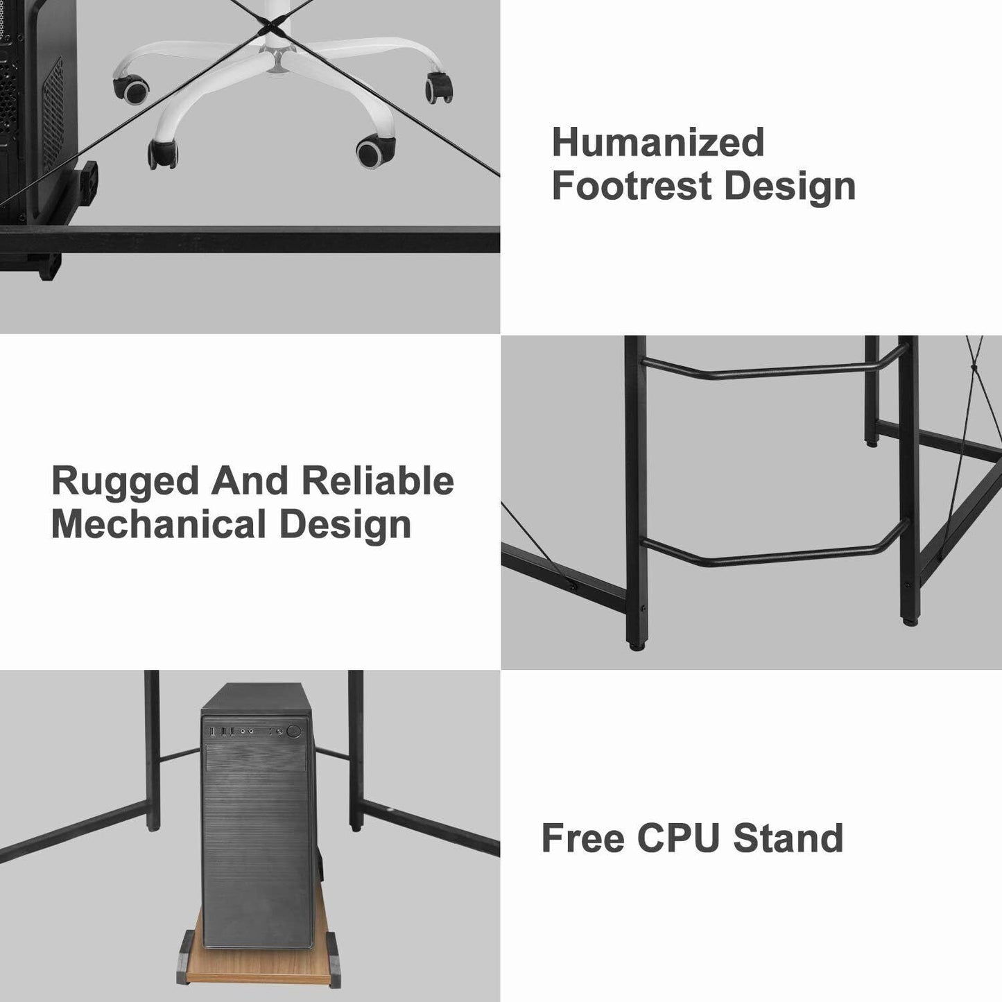 Arlopu 66.5'' L-Shaped Corner Computer Desk PC Laptop Table Writing Table Workstation for Home Office