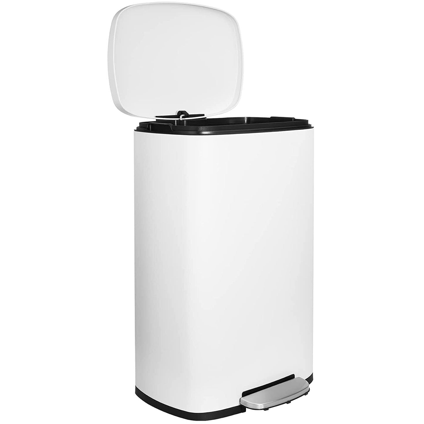 Arlopu 50L/13.2 Gallon Trash Can with Foot Pedal, Kitchen Garbage Bin with Soft Close Lid, Rectangular Waste Bin for Home Office Bathroom