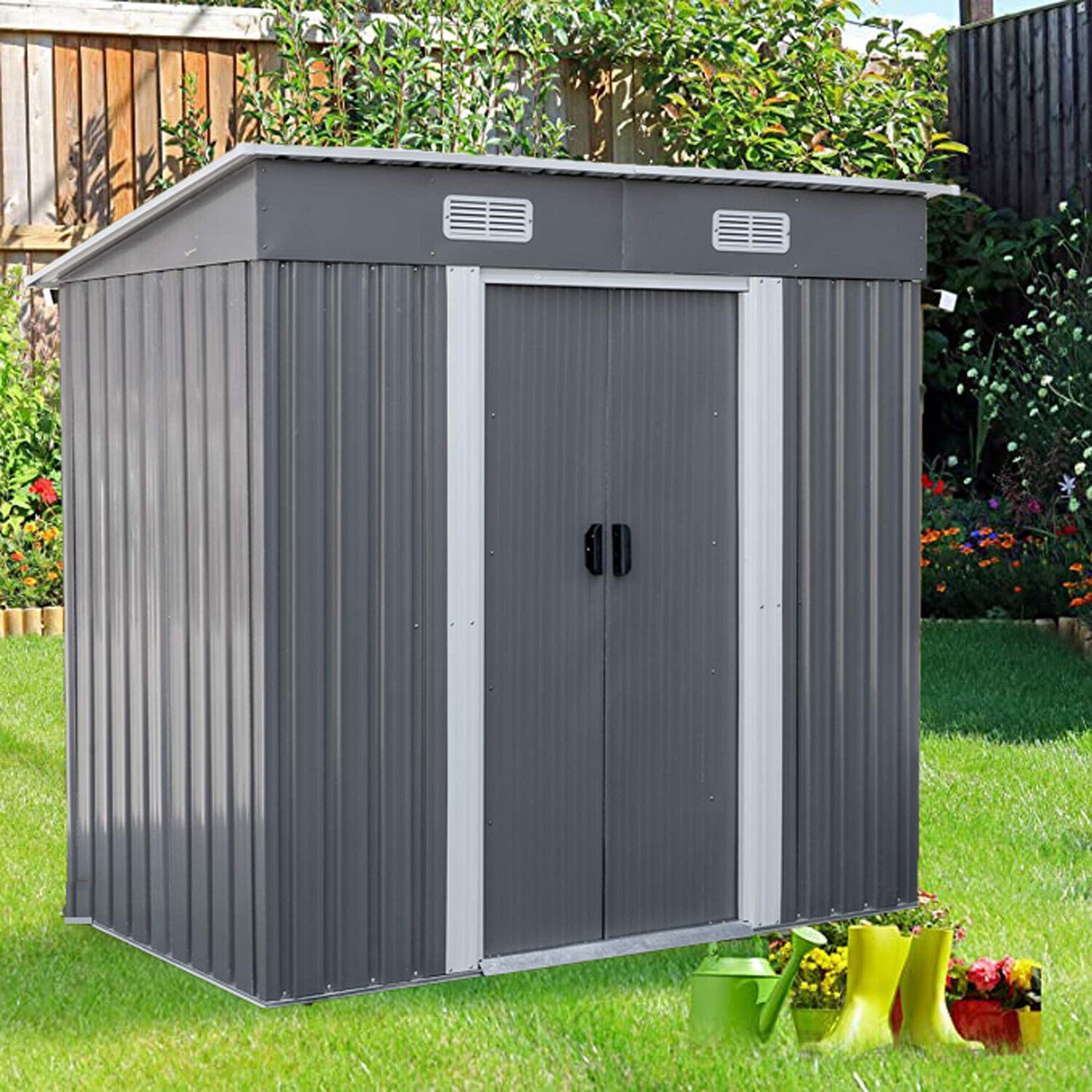 Arlopu 6' x 3.5' Outdoor Storage Shed, Garden Tool Shed with Double Lockable Doors