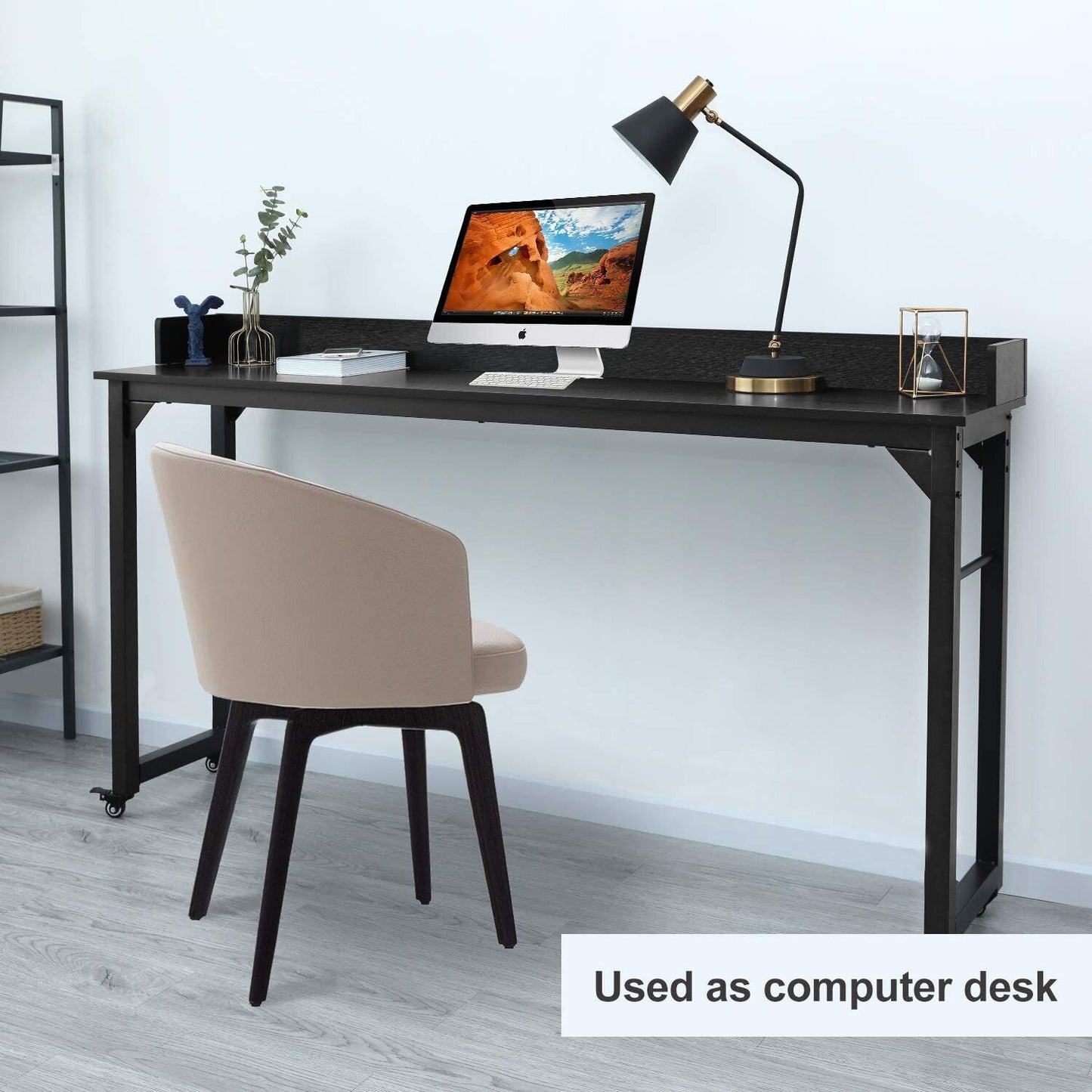 Arlopu 70.8'' Overbed Table with Wheels for Full/Queen Size Bed Frame, Mobile Computer Desk Standing Workstation Laptop Cart