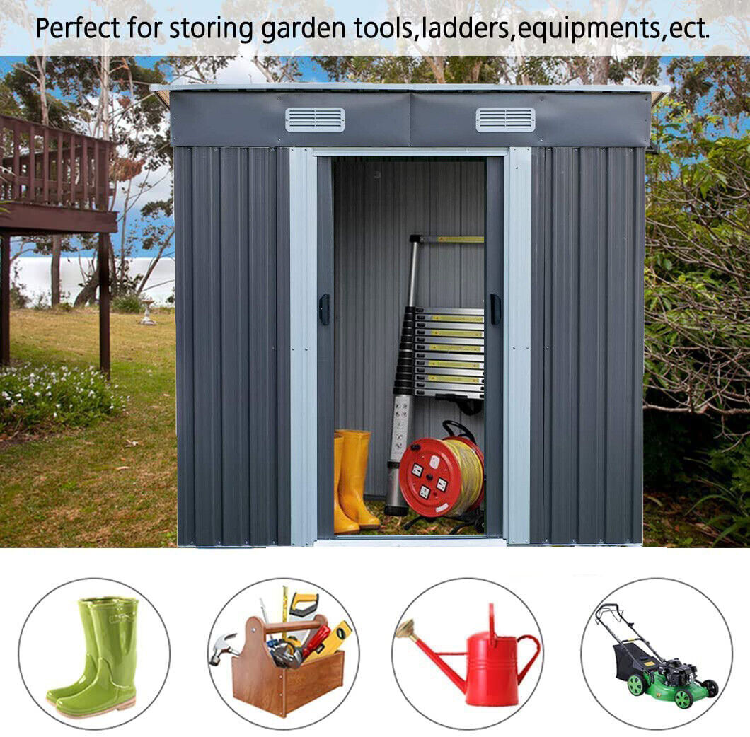 Arlopu 6' x 3.5' Outdoor Storage Shed, Garden Tool Shed with Double Lockable Doors