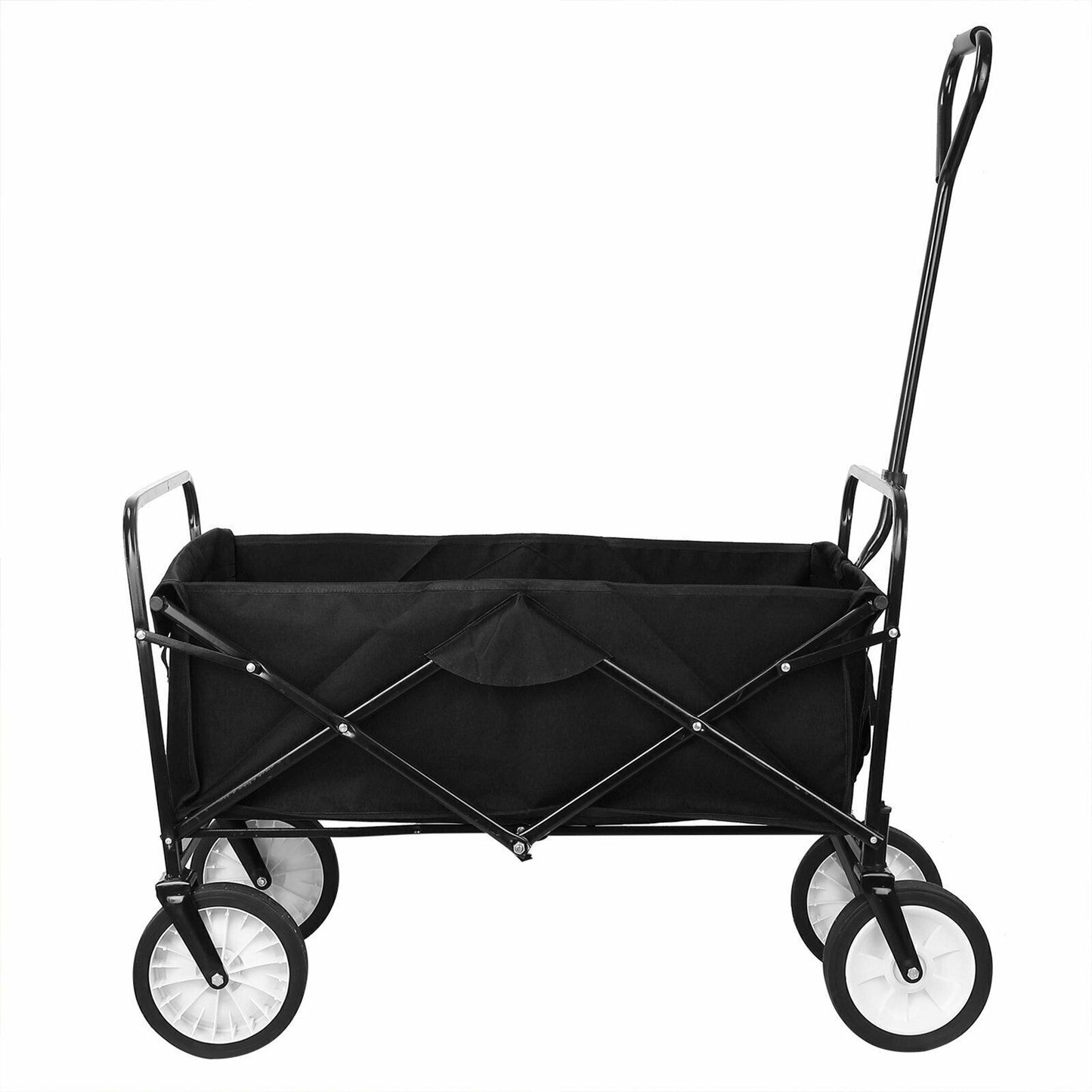 Arlopu Collapsible Utility Wagon Cart, Folding Grocery Cart, Heavy Duty Steel Wagon for Outdoor Shopping, Camping, Picnic, Weight Capacity 150 lbs