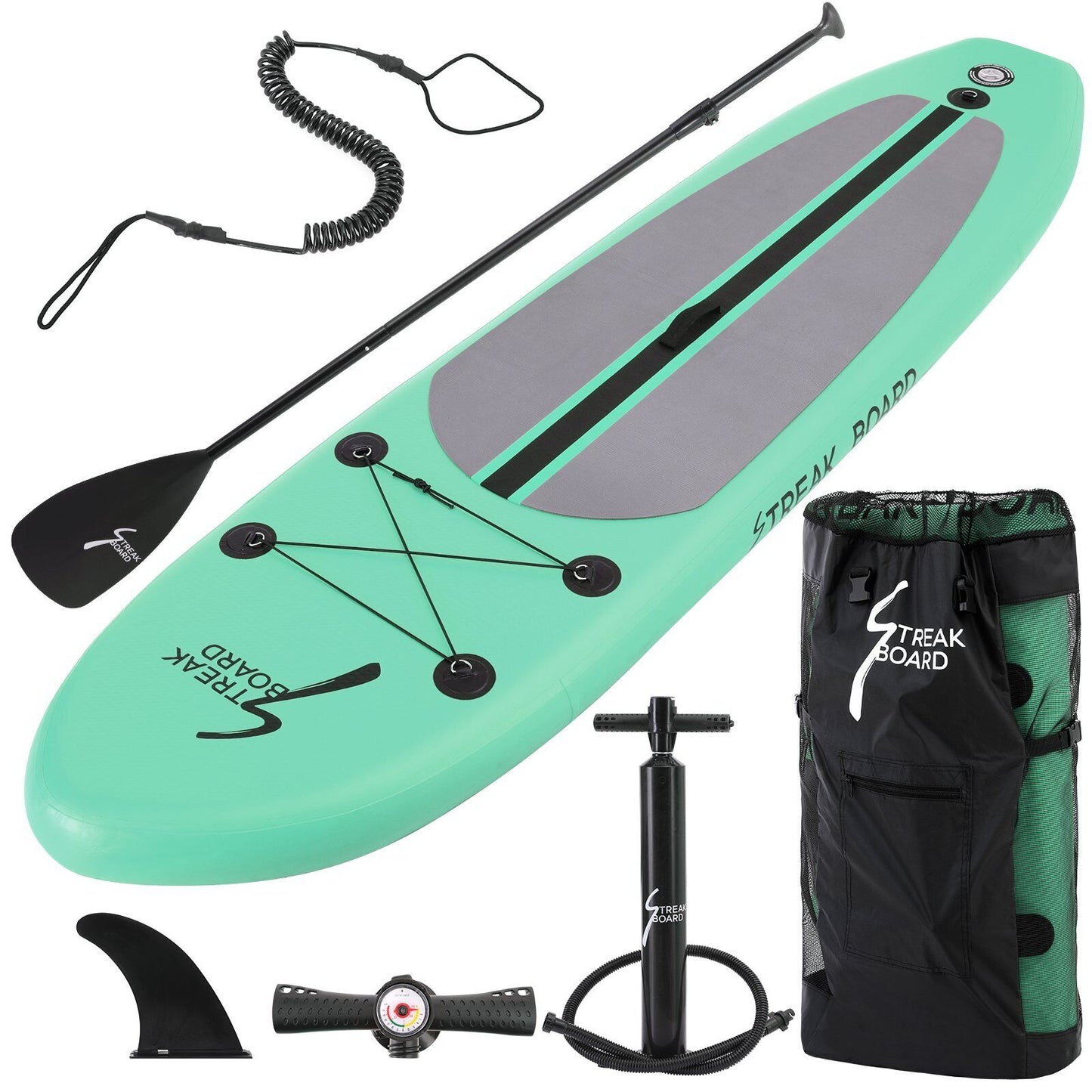 Arlopu 10FT Inflatable Stand Up Paddle Board, 3 Fins Paddleboard with Full SUP Accessories for All Skill Levels, Portable Two-Way Hand Pump and Carry Bag, for Yoga Touring Fishing