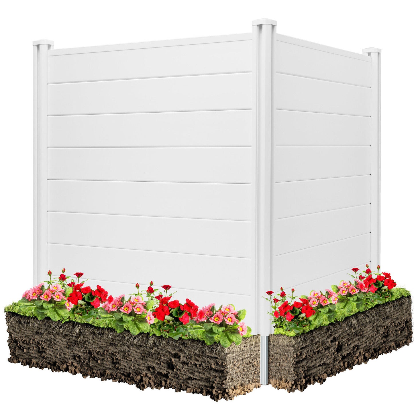 Arlopu PVC Privacy Fence Screen, 48'' x 47.2'' Outdoor Privacy Screen Enclosure for Garbage Can and Air Conditioner, 2-Panels