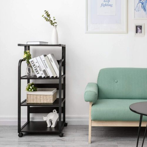 Arlopu 4-Tier Mobile Printer Stand with Wheels, Home Office Printer Cart with Storage Shelves