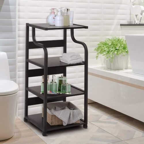 Arlopu 4-Tier Mobile Printer Stand with Wheels, Home Office Printer Cart with Storage Shelves