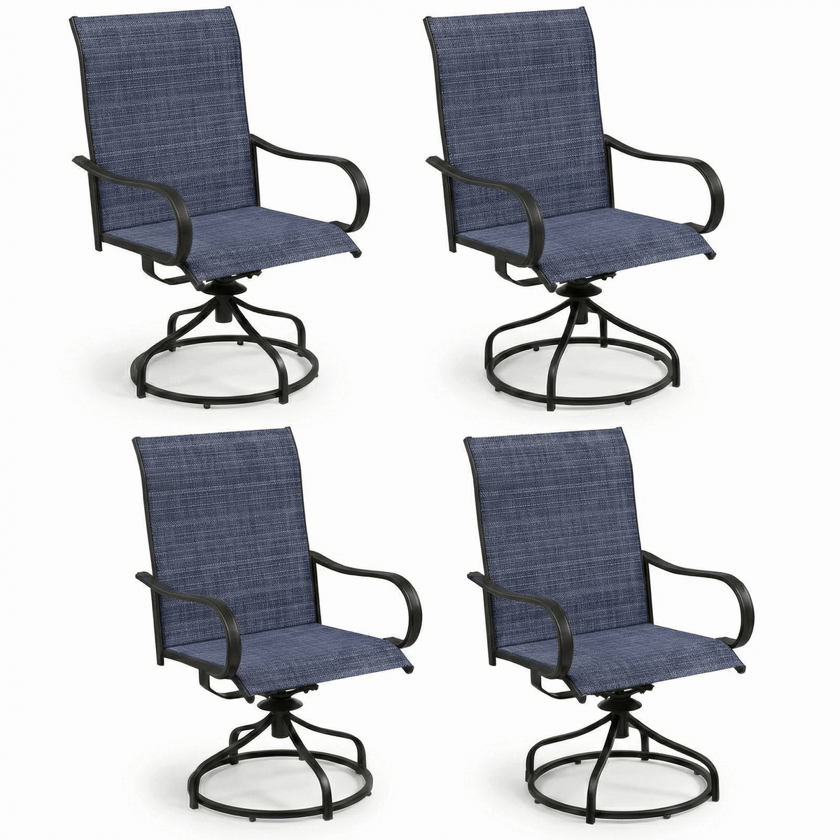 Arlopu Patio Swivel Chair Set of 4, All Weather Outdoor 360° Rocker Dining Chairs for Lawn Garden Backyard Deck, 330LBS