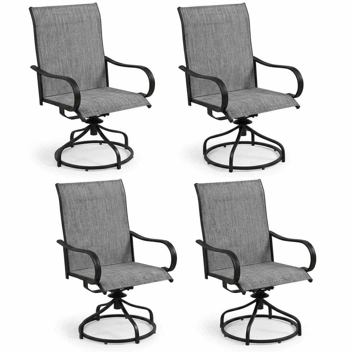 Arlopu Patio Swivel Chair Set of 4, All Weather Outdoor 360° Rocker Dining Chairs for Lawn Garden Backyard Deck, 330LBS