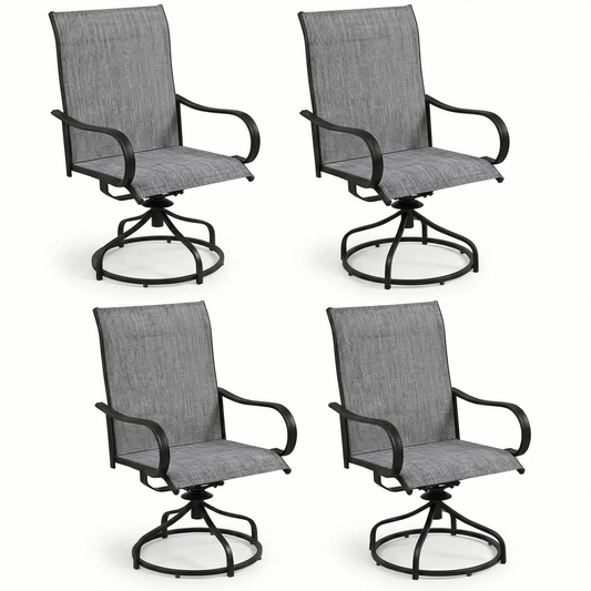 Arlopu Patio Swivel Chair Set of 4, All Weather Outdoor 360° Rocker Dining Chairs for Lawn Garden Backyard Deck, 330LBS