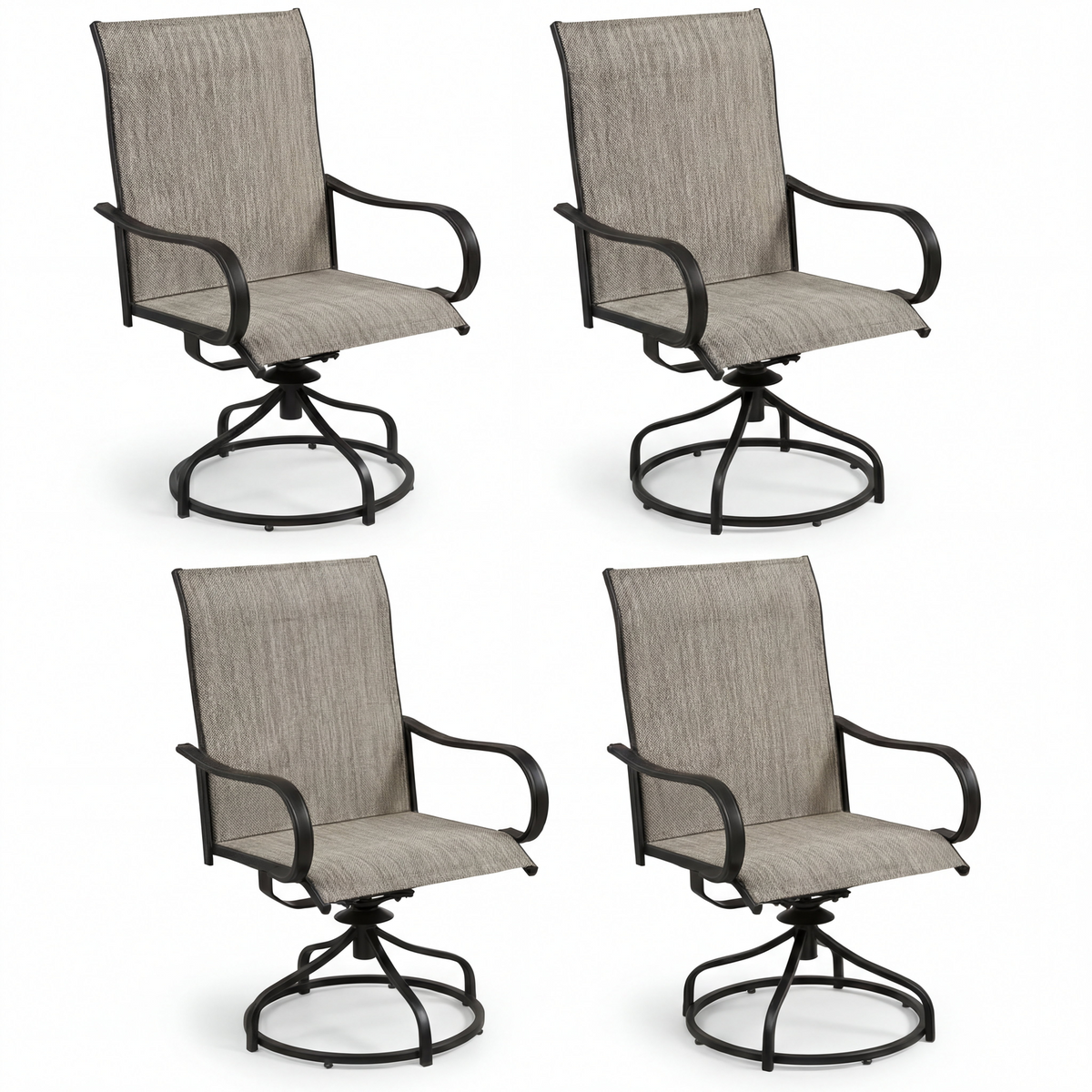 Arlopu Patio Swivel Chair Set of 4, All Weather Outdoor 360° Rocker Dining Chairs for Lawn Garden Backyard Deck, 330LBS
