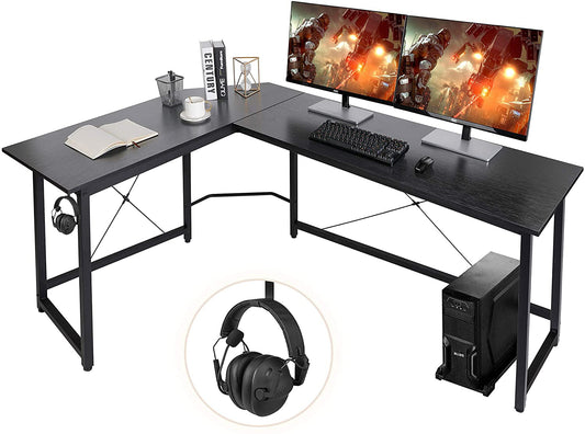 Arlopu Modern L-Shaped Desk, 66.5'' Corner Computer Desk Home Office Study Writing Workstation, Gaming Table