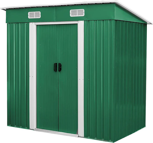 Arlopu 6' x 3.5' Outdoor Metal Storage Shed with Lockable Door, Tool Storage Shed for Backyard, Patio, Lawn